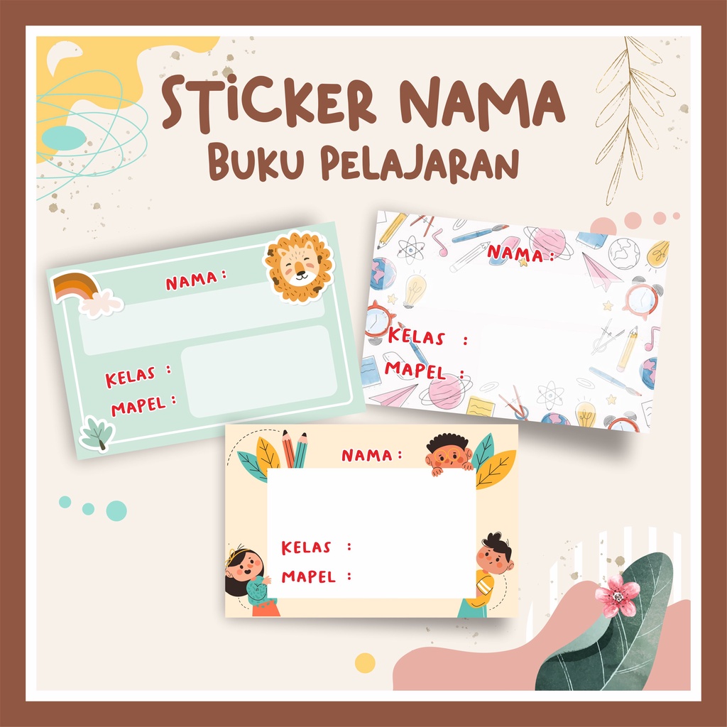 Jual Sticker Label Nama Buku Pelajaran Stiker Buku Nama Kelas Mapel