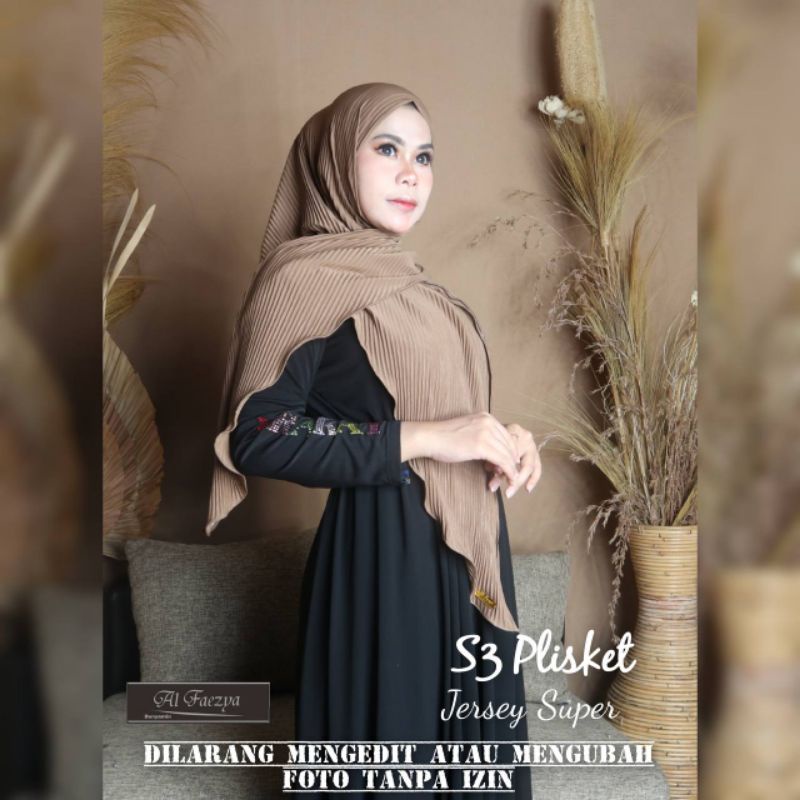 Jilbab S3 plisket ori Alfaezha