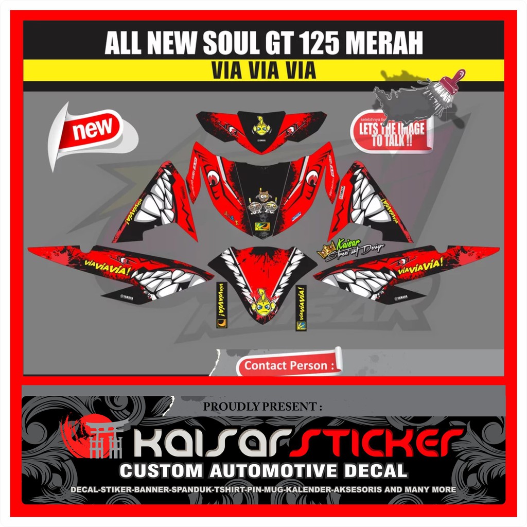 Decal Sticker Motor All New Soul Gt 125 Merah Hiu Shopee Indonesia