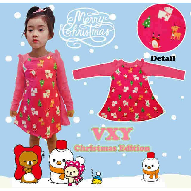 DRKD22 - Dress Christmas Santa Bear Print