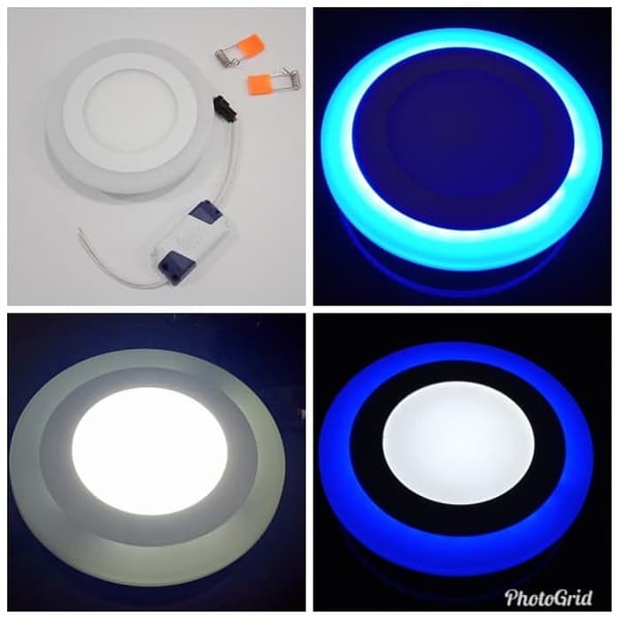  Lampu  Panel Plafon  Rumah LED 3 Mode Putih Ring Biru 