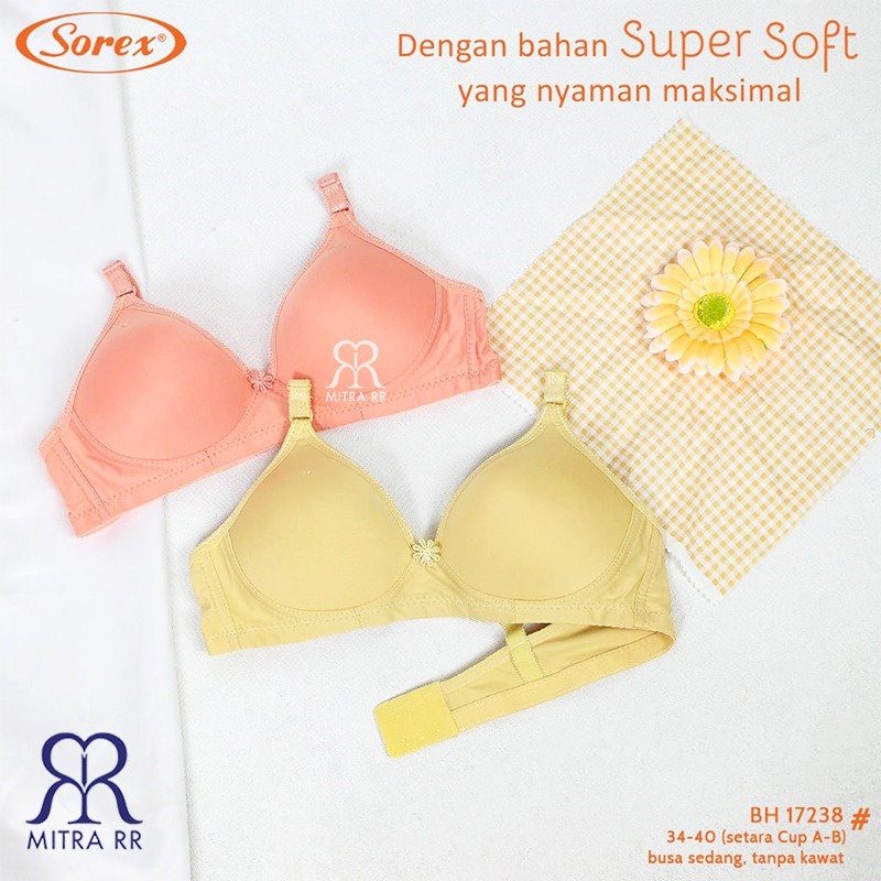 BH Sorex 17238 Bra Tanpa Kawat Super Soft Busa Sedang Setara Cup B BH Harian Simple Polos Kait 2