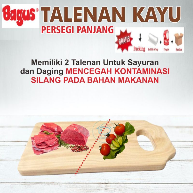 Talenan kayu kotak  alas potong daging sayuran tatakan potong kotak kayu