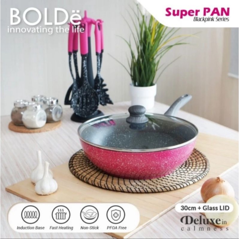 BOLDe Super Pan Wok 30 cm + Glass LID - BlackPink