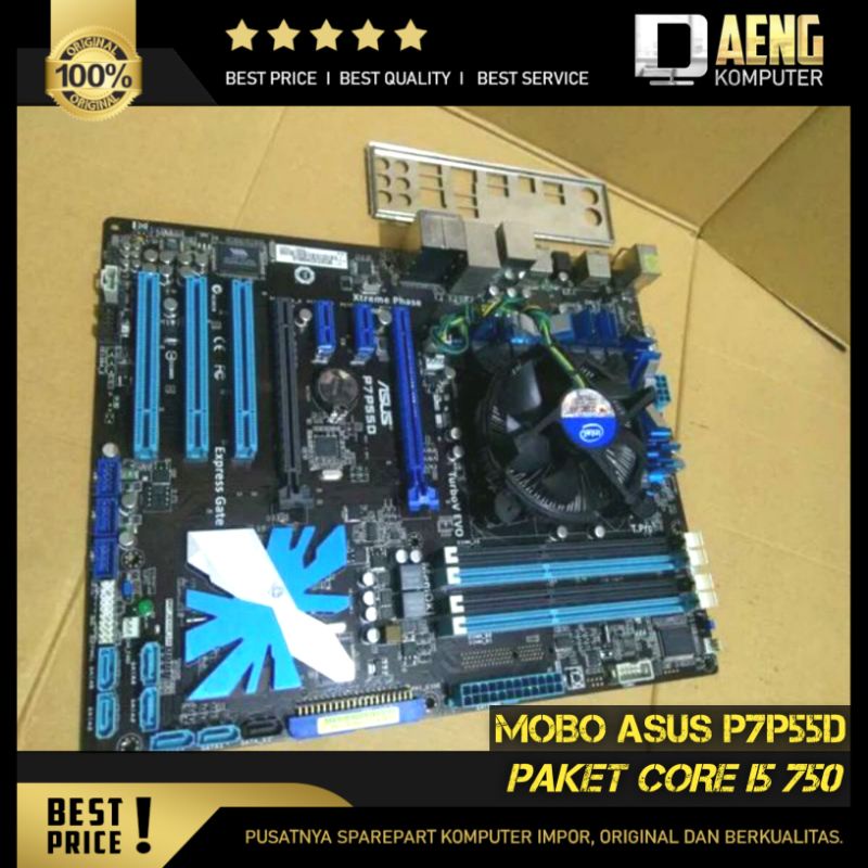 Motherboard Mainboard Mobo Intel PC Gaming Merk Asus P7P55D Paket Processor Intel Core i5 750 Murah