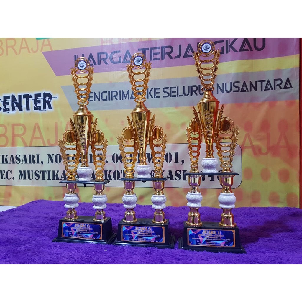 PIALA LOMBA EVENT KAKI 2 PLASTIK MURAH BEKASI PROMO GROSIR CANTIK ELEGAN T60Cm (1 SET)