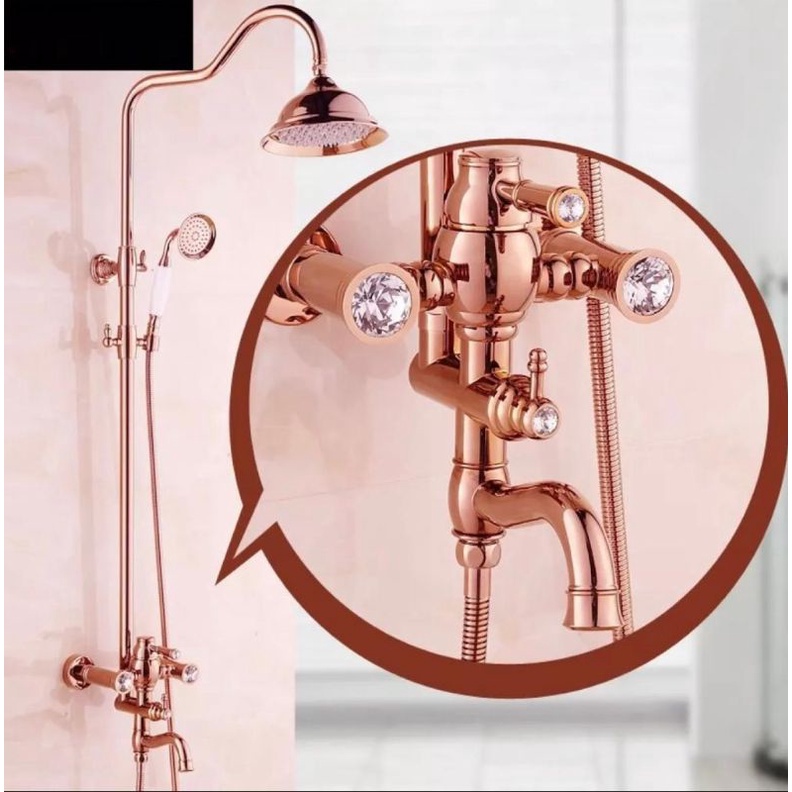 Shower Rose Gold Mewah Shower Emas Klasik Shower Gold Vintage Klasik Classic dengan Detail Kristal P