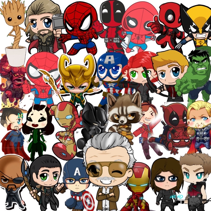 

Marvel Chibi Sticker Pack Premium Isi 20pcs Bahan Vinyl Anti Air