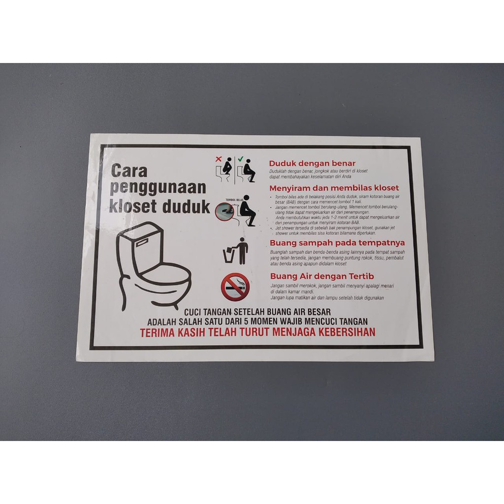 

Sticker Cara Pakai Toilet Duduk | Sticker Cara Menggunakan Closet Duduk | Bahan Chromo