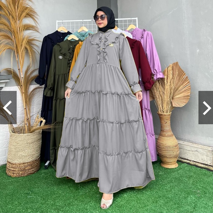 REFA MAXI DRESS SHAKILA PREMIUM 2UKURAN / GAMIS WANITA MUSLIM REMPEL SUSUN REFA DRESS FREE BROSS SHAKILA