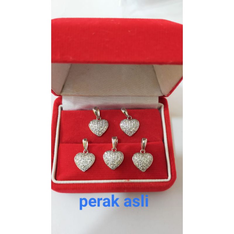 Liontin Love Cor mata2, Perak 925, Sepuh Emas putih