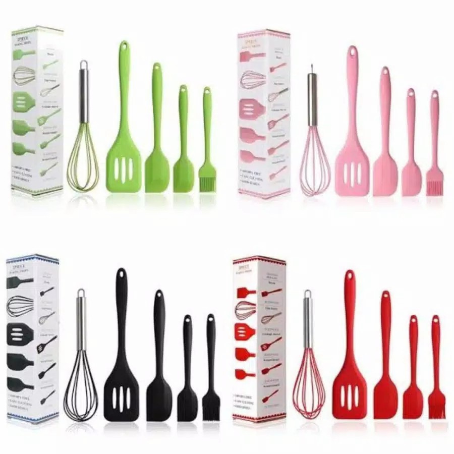 SP51- Set 5 in 1 Kitchen Tool Teflon Spatula Silikon Tahan Panas-Peralatan Masak Serbaguna