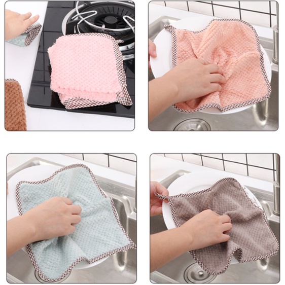 [TULALA SHOP]KAIN LAP MICROFIBER DAPUR LAP CUCI PIRING GELAS CORAL FLEECE/KAIN LAP PIRING ANTI MINYAK TEBAL