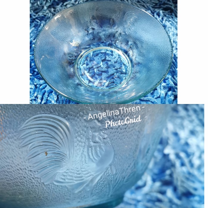 Mangkok kaca bening Motif ayam timbul 6" - Mangkok serbaguna