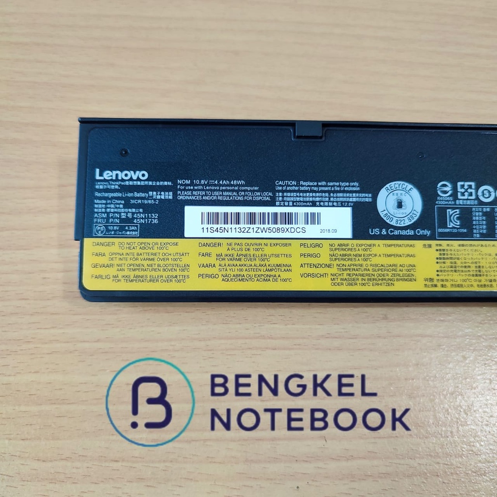 Baterai Laptop Lenovo Thinkpad X240 X250 T440 T450 K2450 45N1126 Original