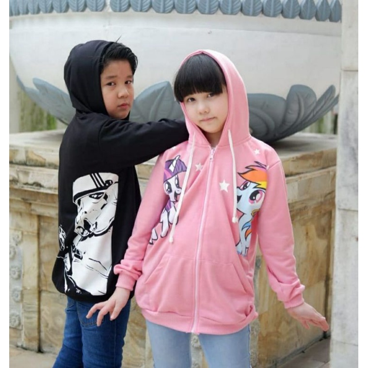 Jaket anak laki laki jaket anak perempuan 6-14 tahun BT21,STAR WARS,FREEFIRE,CAPTEN AMERIKA, Kuda poni by minidolphin