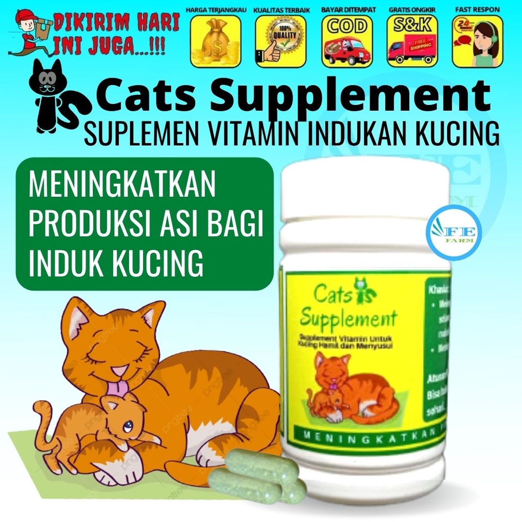 SUPLEMEN KUCING HAMIL DAN MENYUSUI VITAMIN PELANCAR AIR SUSU INDUKAN 1 BOTOL DENGAN BAHAN ALAMI FEFARM