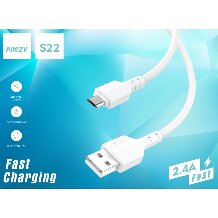 Kabel Data S22 Micro USB Material PVC Output 2.4A Fast Charging