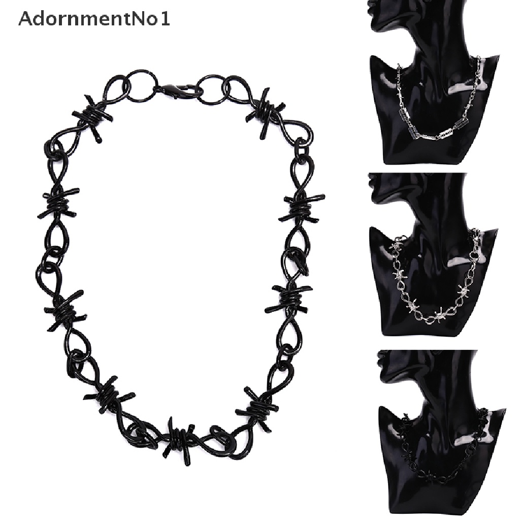 (AdornmentNo1) Kalung Choker Rantai Aksen Duri + Gembok Handmade Untuk Perhiasan Pria / Wanita