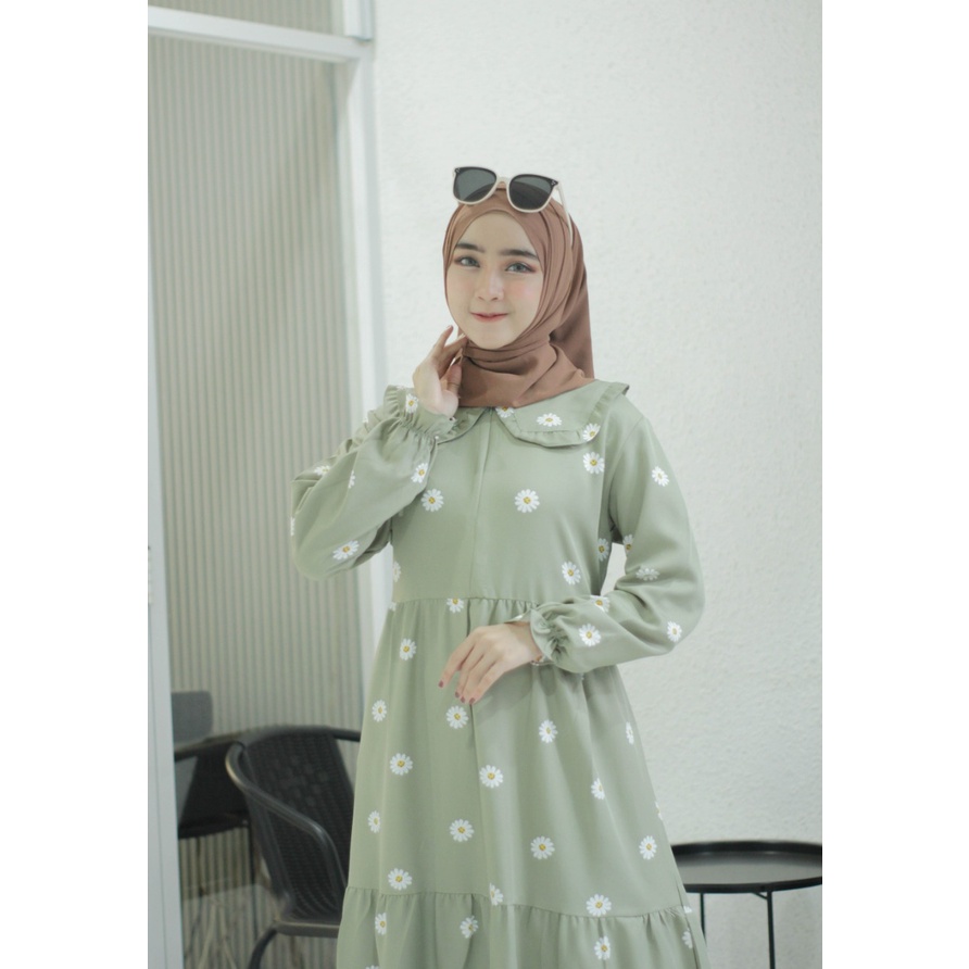 GAMIS MIDI ORIGINAL JRONE PREMIUM RAYON MOTIF DAISY  MUSLIM SYARI busana ootd murah wanita muslim eremaja shabby