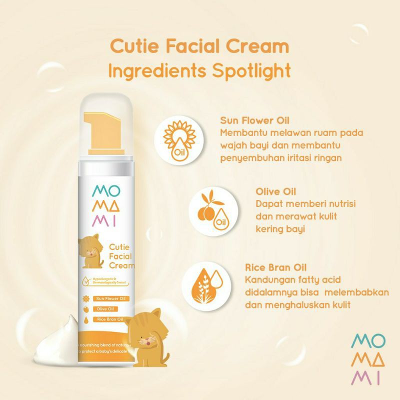 Momami cutie facial cream- krim atau lotion perawatan kulit wajah bayi | krim pelembab kulit bayi | krim pelembab kulit wajah bayi