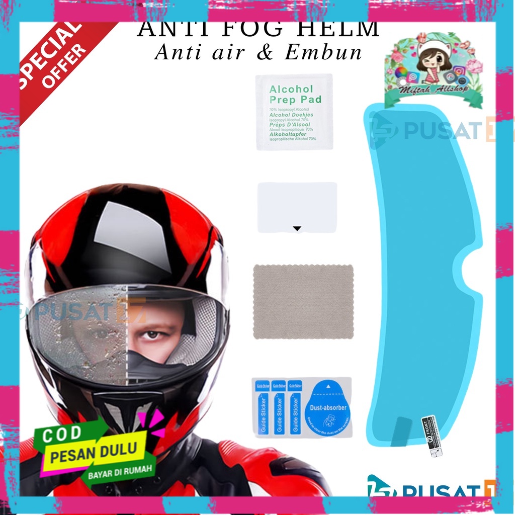 STIKER ANTI FOG KACA HELM MOTOR / ANTI EMBUN HELM ANTI AIR HUJAN HELM / FILM HELMET VISOR / KACA FIL
