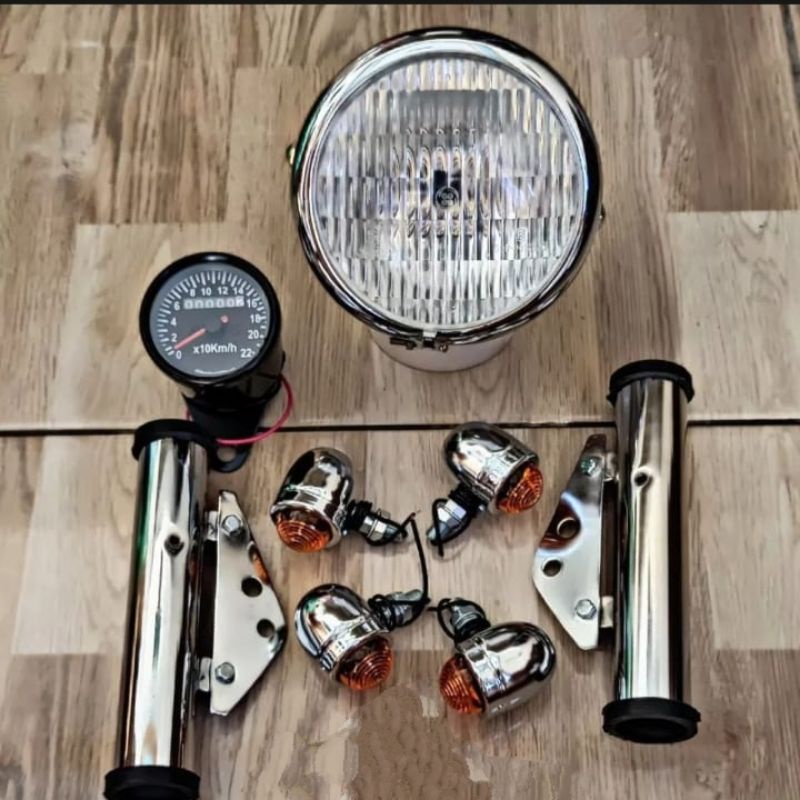 Paket Lampu Depan Hd Crum Plus Breket Plus Sen 4 Buah Plus Spidometer Kualitas Terbaik