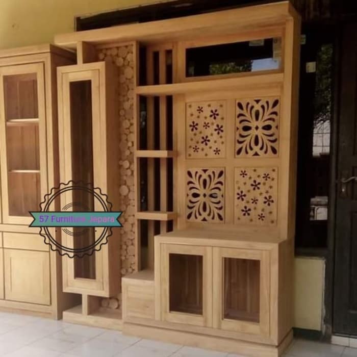 Lemari rak hias penyekat pemisah ruangan kayu jati Lemari rak hias penyekat pemisah ruangan kayu jati