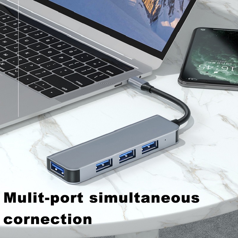 Docking Station 4 Port USB 3.0 Hub Adapter Mini Kecepatan Tinggi Untuk Laptop Notebook PC Macbook U-Disk