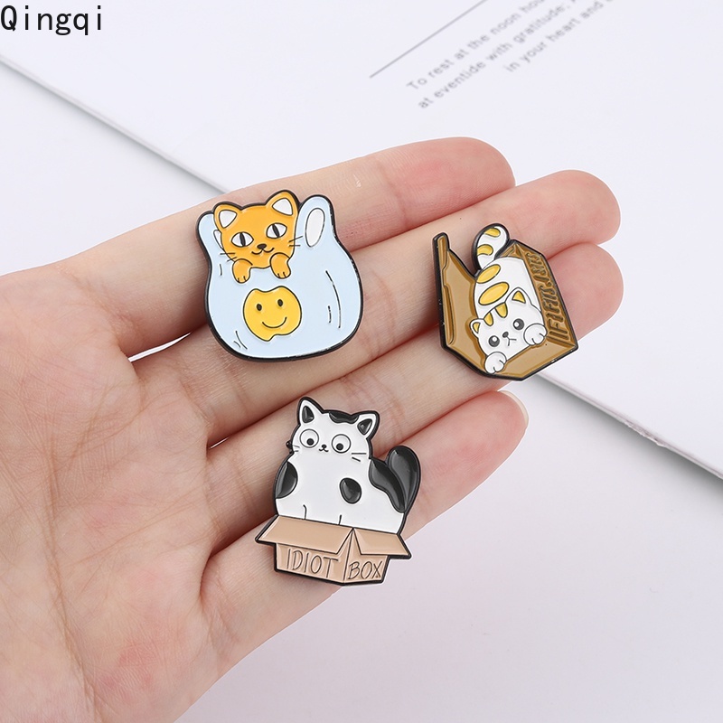 Bros Pin Enamel Desain Kucing Gemuk Dalam Keranjang Untuk Hadiah Anak