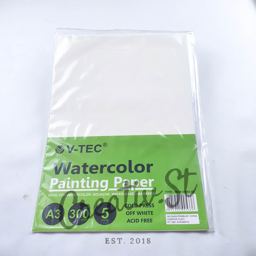 

V-TEC A3 Watercolor Paper Sheets 300 Gsm Cold Press Water Color Kertas Cat Air