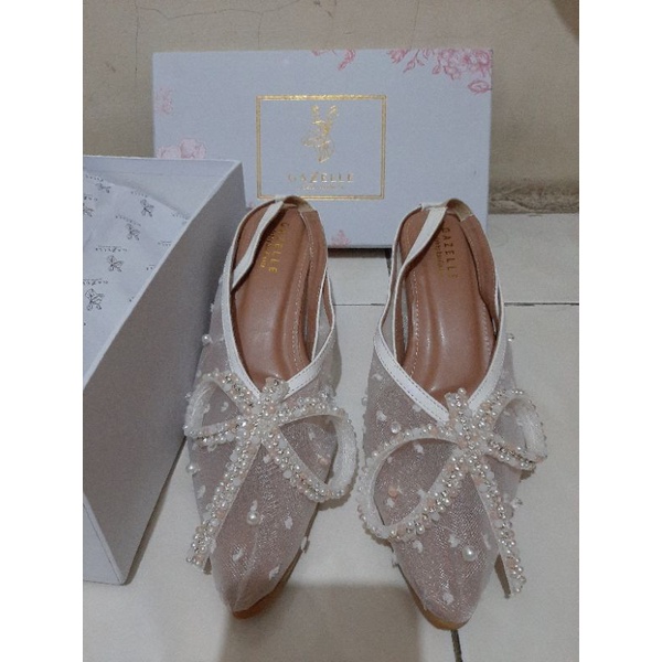 New ga pernah dipake Gazelle by Debby Hardinata - Pretty Bow White heels 5cm size 40 Wedding shoes/ 