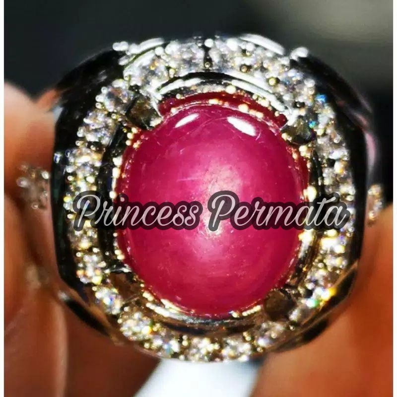 Batu Permata Natural Red Ruby Star Burma Fatwa Crystal