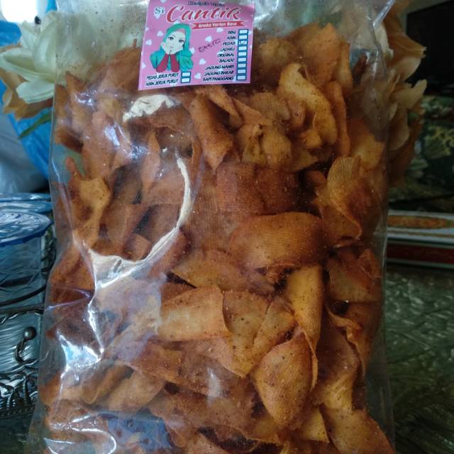 

Keripik Singkong Tipis Si Cantik Extra Pedas / Pedas Jingkar