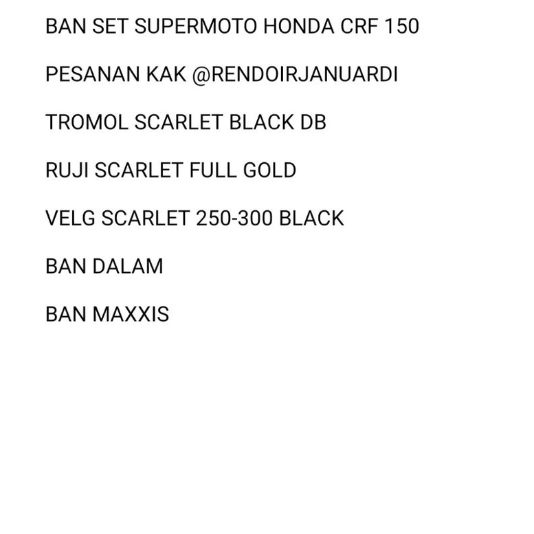BAN SET SUPERMOTO CRF 150 TROMOL SCARLET VEKG SCARLET BAN MAXXIS