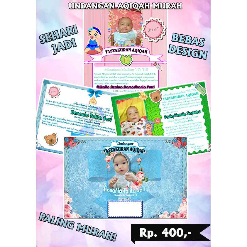 ( Free Bonus) Cetak Undangan Aqiqah Free Design Murah