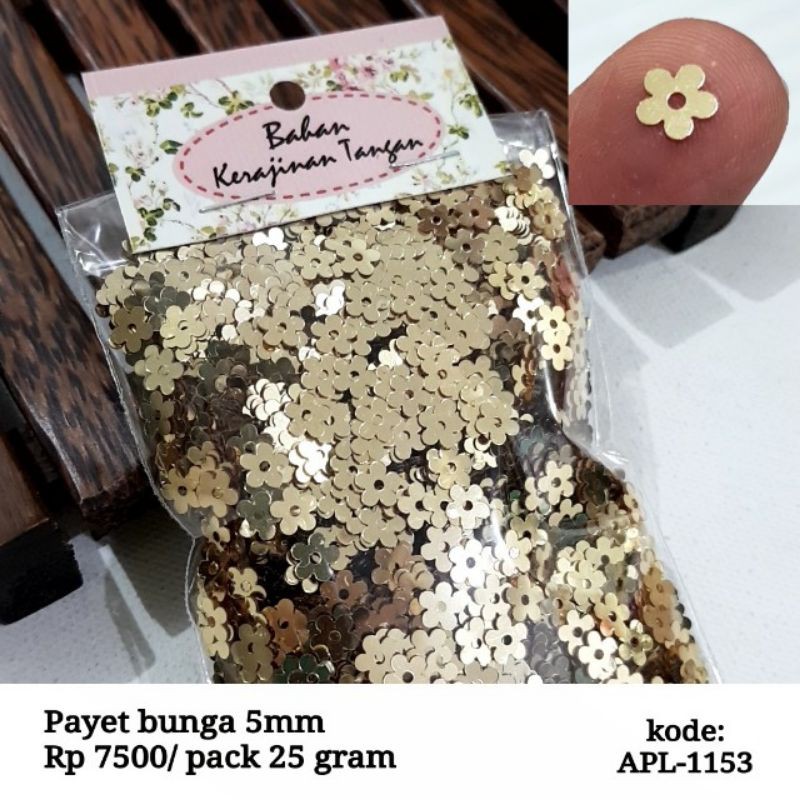 Payet Bunga Emas Perpack 25 gram Sequin