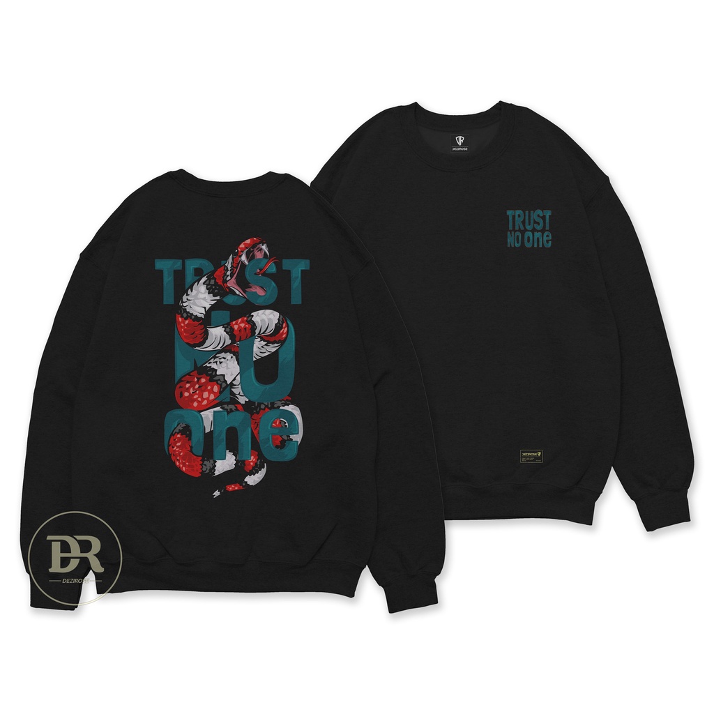 DEZIROSE Sweater Crewneck Trust No One Pria &amp; Wanita Distro Fleece Tebal Premium Size M-XXL