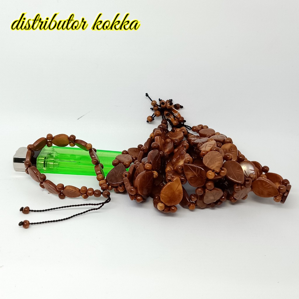 ( SUPER MURAH )Harga grosir 10 pcs gelang Kokka kaukah plat daun coklat
