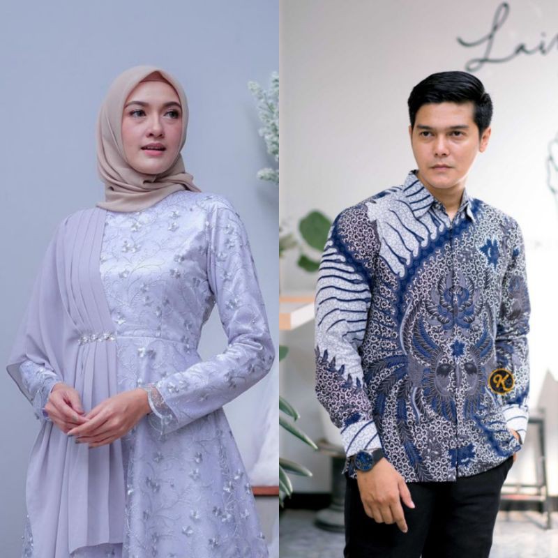 (FREE HIJAB) Dress amalia batik couple gamis modern (Raya collection)