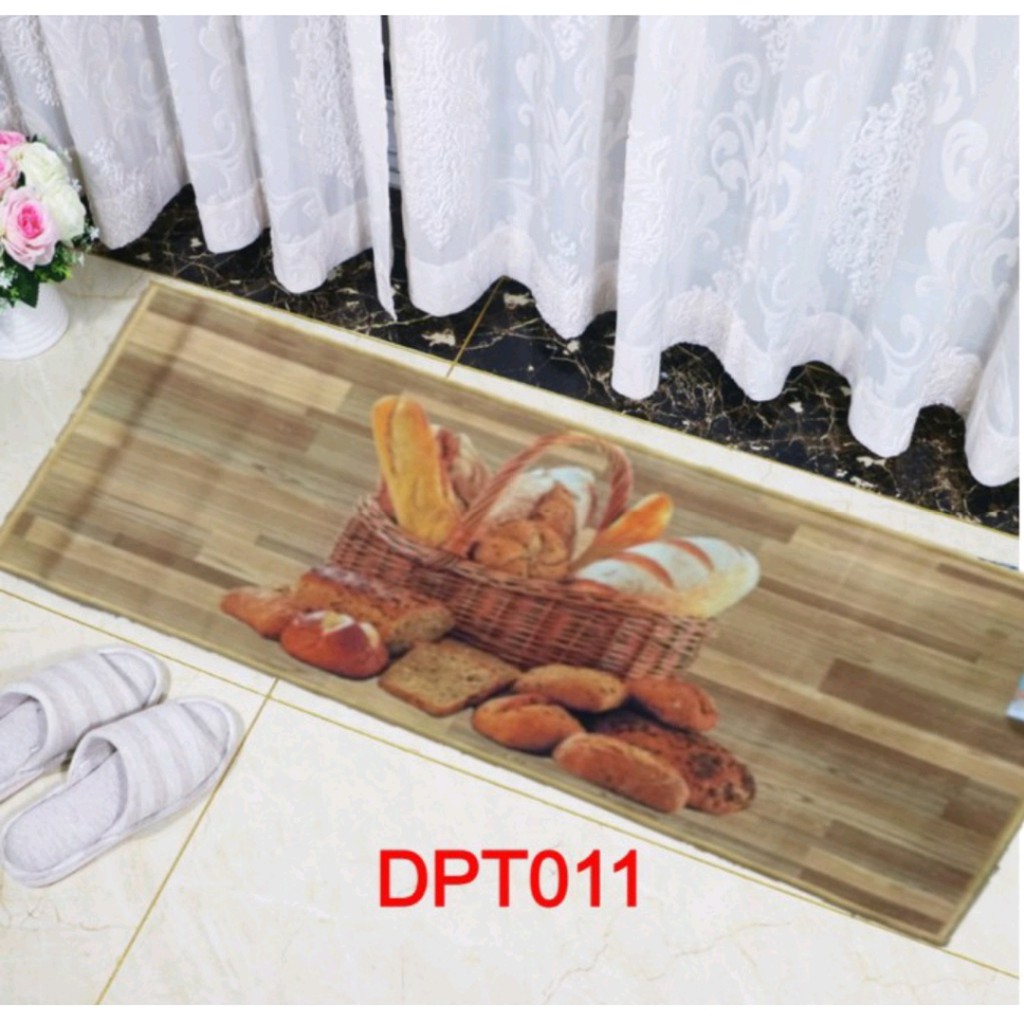 Keset Dapur Motif Buah Sayur Kue Ukuran 120 x 50 cm Anti Slip Lembut di Kaki