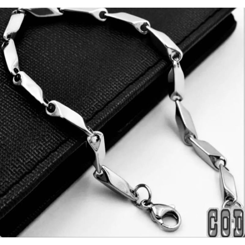 GELANG PADI TITANIUM STAINLEES STEEL PRIA WANITA ANTI KARAT DAN TIDAK LUNTUR BAJA TERLARIS