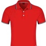 Kaos polo merah list hitam