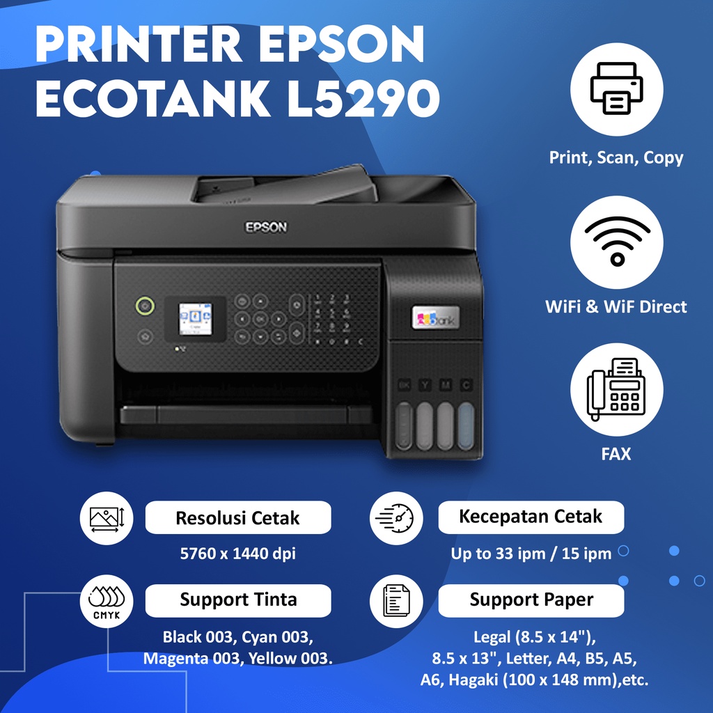 AIO Epsn L5290 L5296 Printer Print Scan Copy WiFi Pengganti L5190 ADF