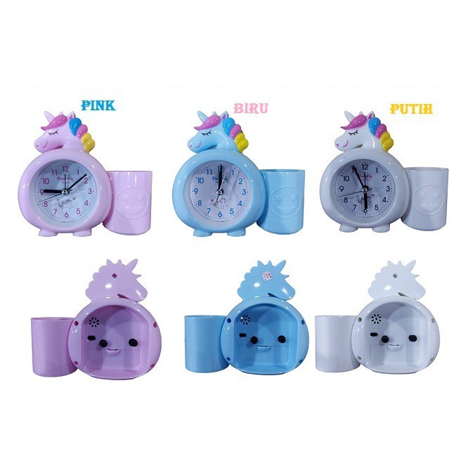 Jam Weker Unicorn jam Weker Beep dan Tempat Pensil Multifungsi 7050 kuda poni warna