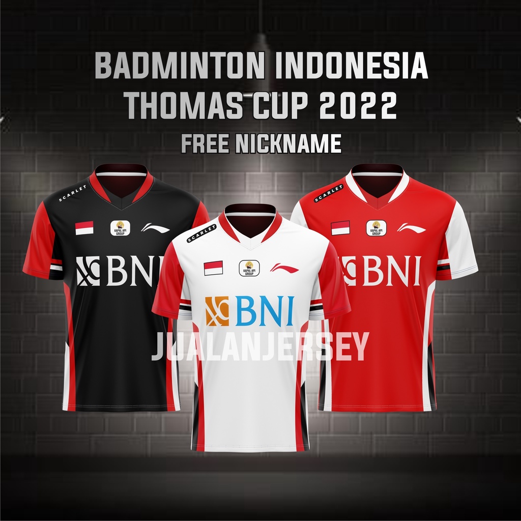 Jersey Badminton Indonesia 2022 Thomas Cup Free Nickname
