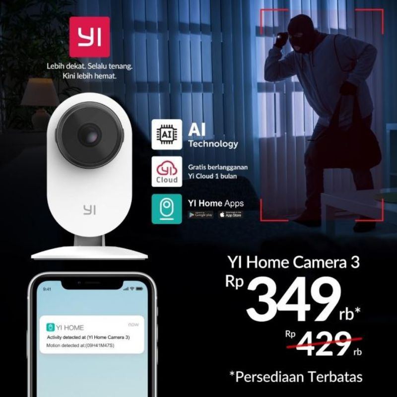 Yi Home 3 1080P IP Camera HD Wifi Smart CCTV Global Version Original