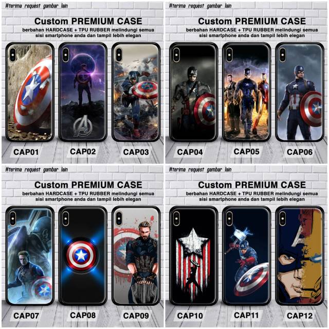 Kustom case marvel captain america samsung m23 5g a6 2018,a6 plus,j2 prime,j2 pro,j2 core case