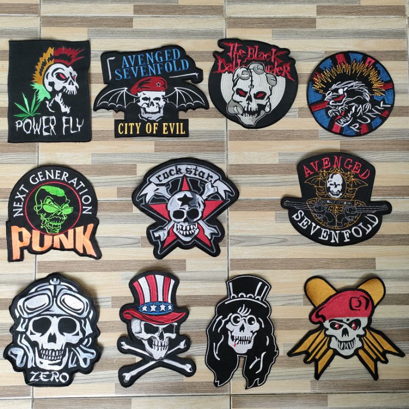 bordir patch ukuran besar motif tengkorak stiker kain
