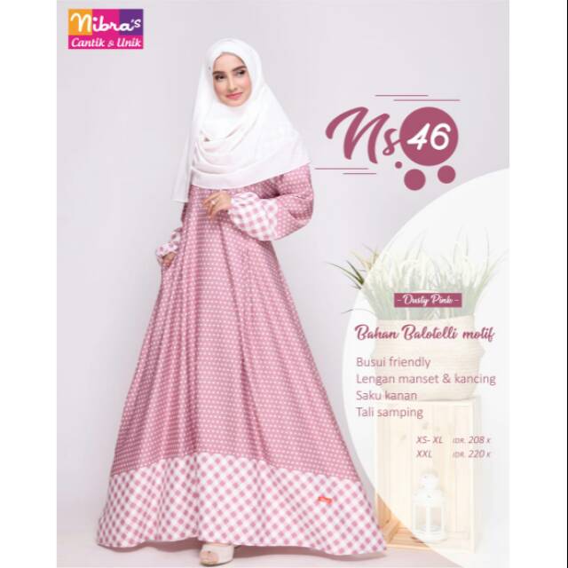Gamis Syar'i Nibras NS 46 Dusty Pink Branded Original 100% [Terbaru]